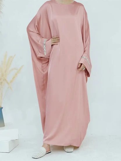 Saviig Ramadan Eid Satin Modest Abaya Dubai Maxi Kaftan for Women