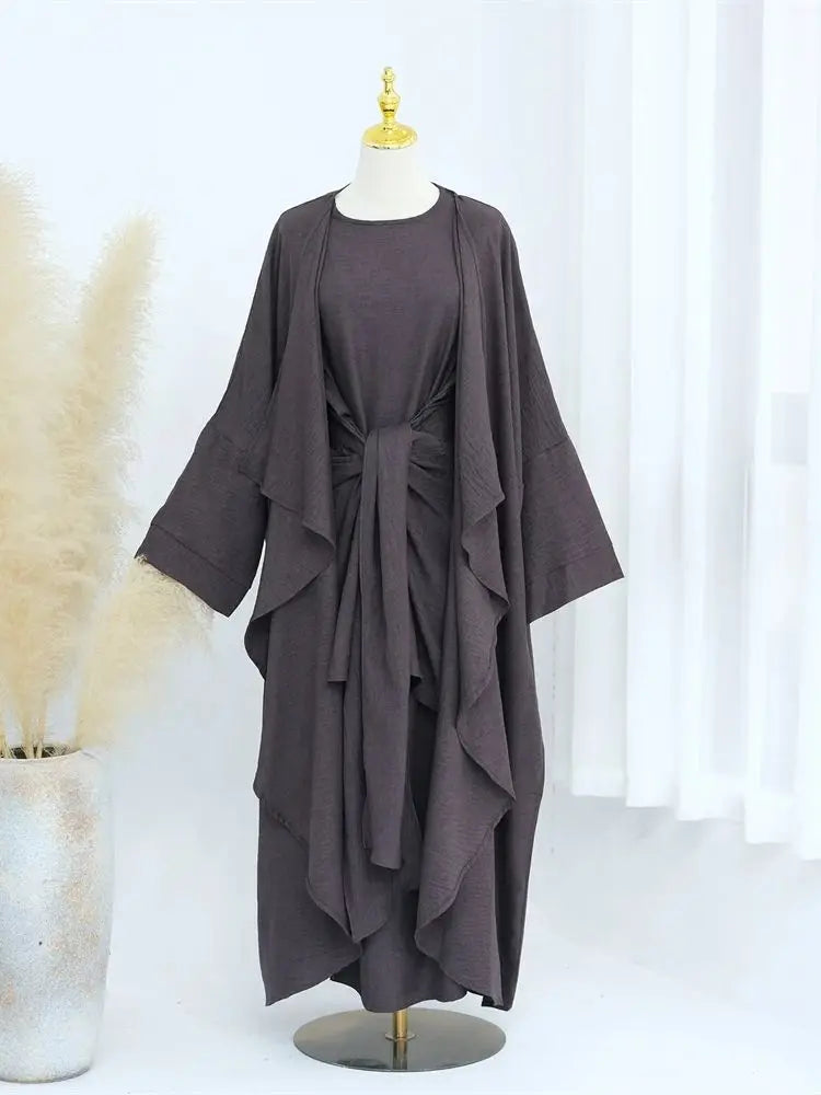 Saviig Dubai Kimono Abaya Set for Women - Elegant Muslim Modest Dress