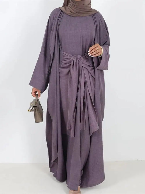 Saviig Dubai Kimono Abaya Set for Women - Elegant Muslim Modest Dress
