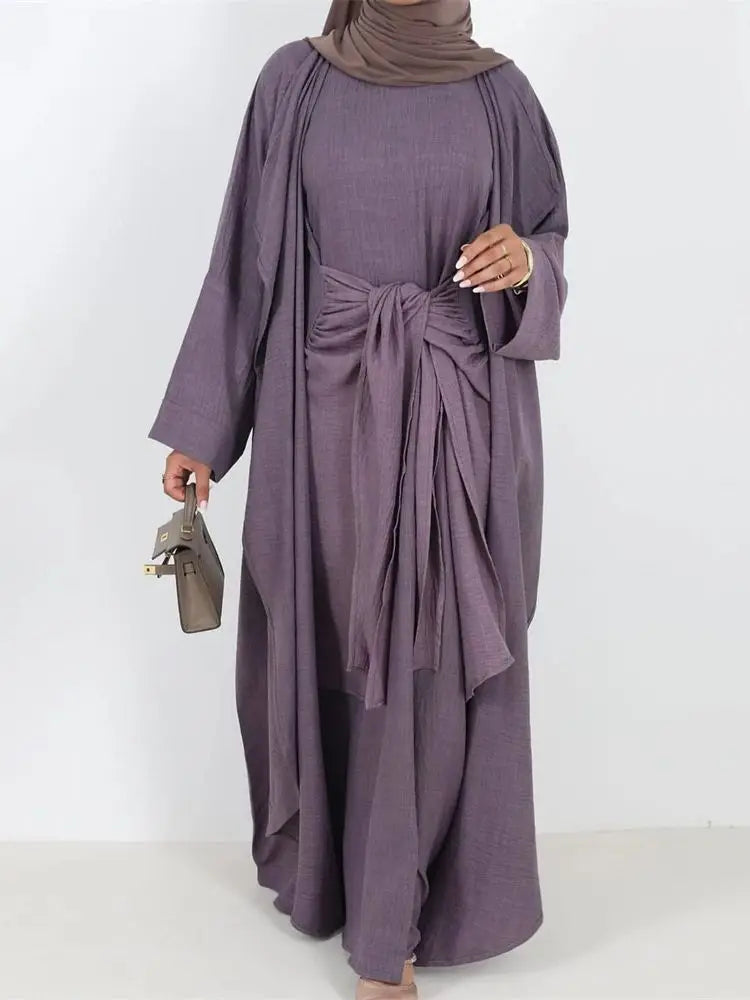 Saviig Dubai Kimono Abaya Set for Women - Elegant Muslim Modest Dress