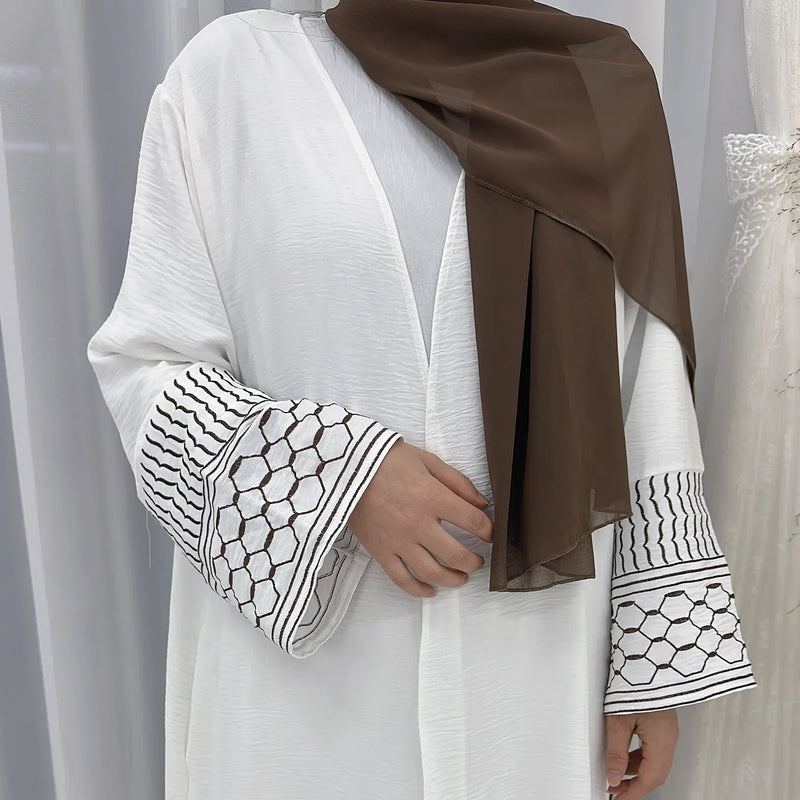 Saviig Eid Embroidered Kimono Cardigan Abaya for Muslim Women