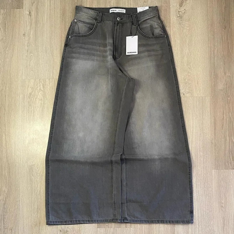 Saviig Baggy Jeans: High Waist Wide Leg Pants for Men - Y2K Fashion Retro Goth