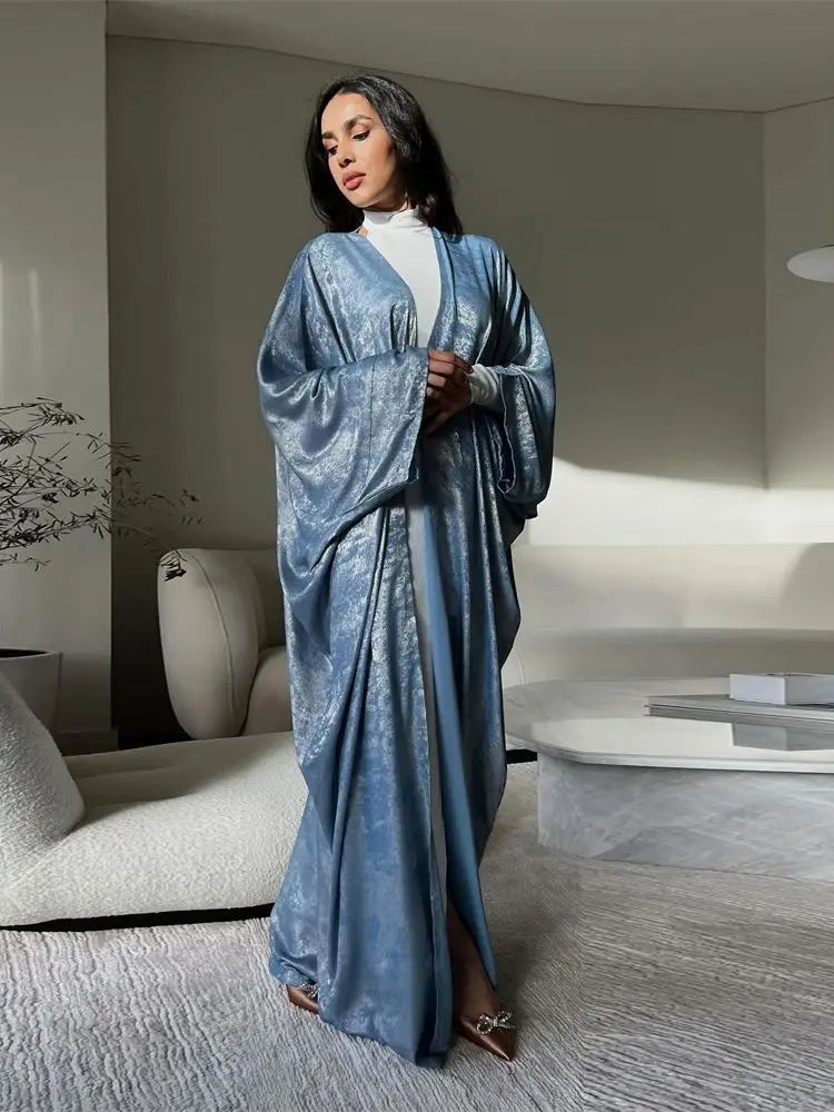 Saviig Ramadan Shiny Satin Kimono Abaya Dubai Luxury 2025 Muslim Dress