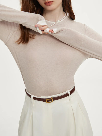 Saviig Soft Wool Women Slim Fit Top for Autumn Office Style