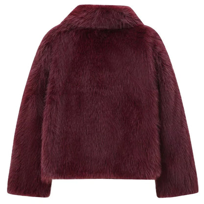 Saviig Plush Burgundy Bomber Jacket for Women - Winter Warmth and Style