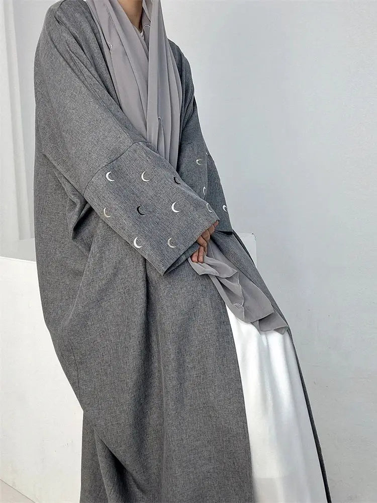 Saviig Butterfly Moon Heart Modest Kimono Abaya for Women