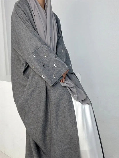 Saviig Butterfly Moon Heart Modest Kimono Abaya for Women