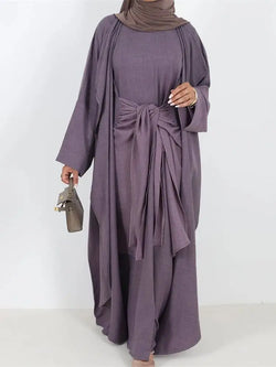 Saviig Dubai Kimono Abaya Set for Women - Elegant Muslim Modest Dress