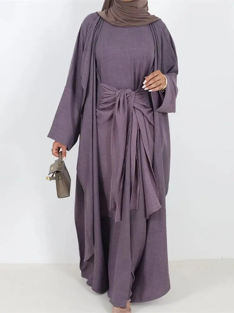 Saviig Dubai Kimono Abaya Set for Women - Elegant Muslim Modest Dress