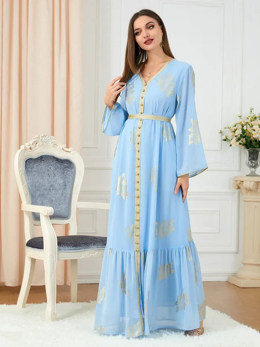 Saviig Ramadan Chiffon Abaya for Women - Muslim Long Dress 2022