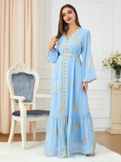 Saviig Ramadan Chiffon Abaya for Women - Muslim Long Dress 2022