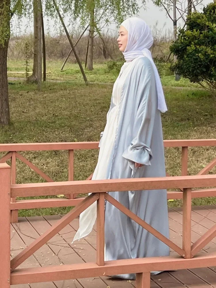 Saviig Summer Muslim Puff Sleeve Abaya Dress Elegant Modest Morocco Dubai Eid Party Dress