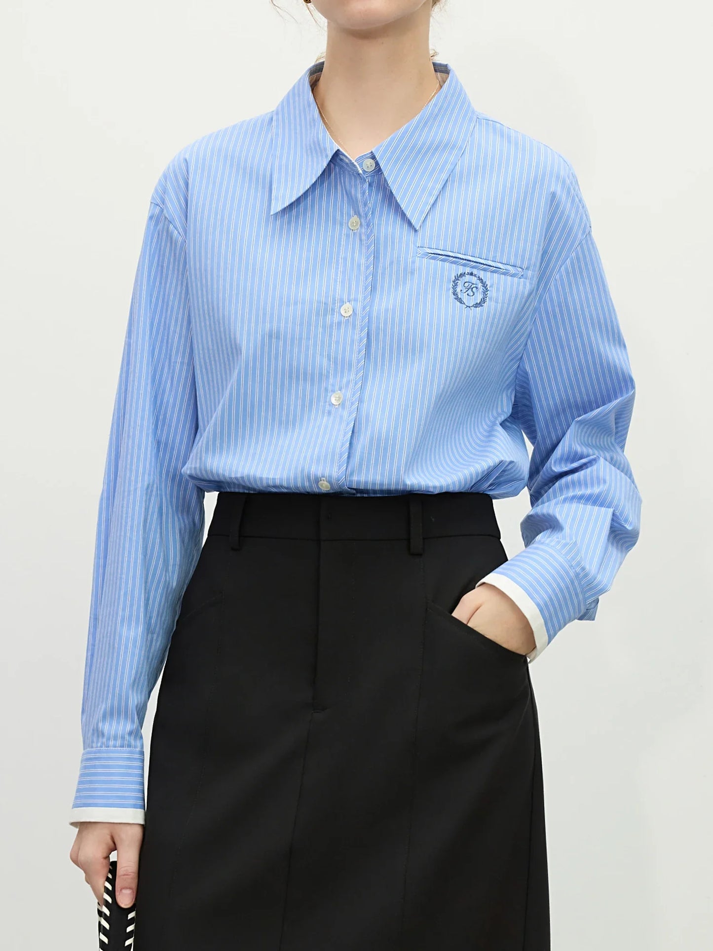 Saviig Striped Texture Shirt: New Spring 2025 College Style Long Sleeve Top