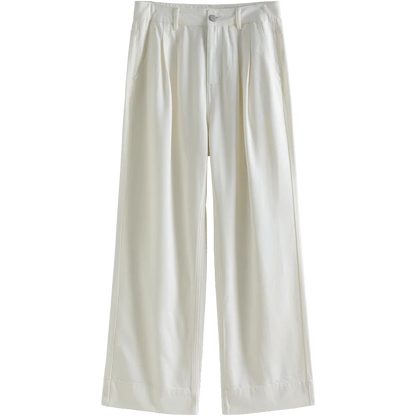 Saviig Retro Loose White Jeans, High Waist Straight Cut, Spring Casual All-match Trousers