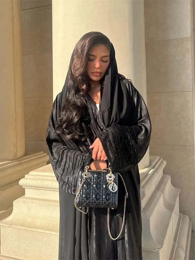 Saviig Shiny Satin Kimono Abaya Dubai Luxury 2024 - Muslim Women's Caftan