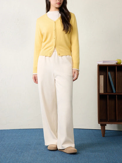 Saviig Beige Straight Trousers - Women's Spring Casual Pants