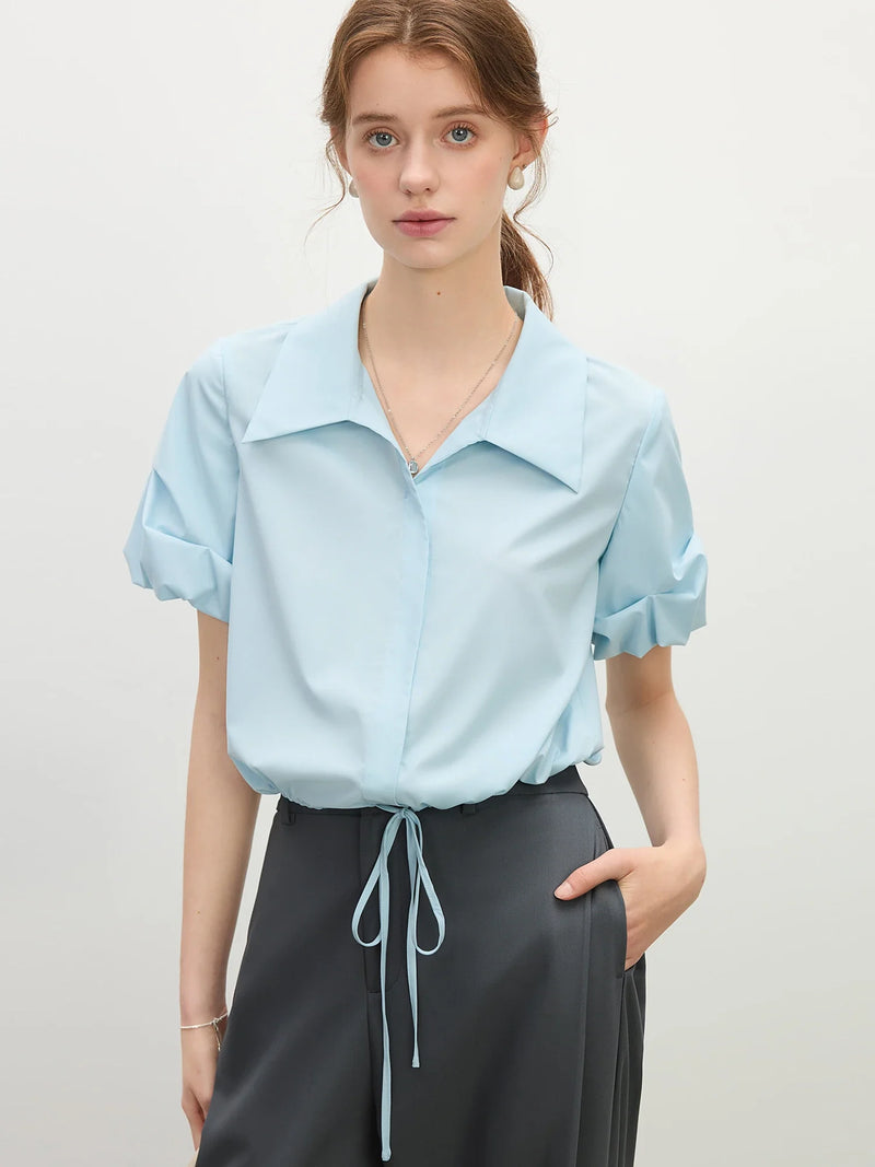 Saviig Textured V-Neck Shirt - Summer Office-Ready Elegance