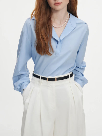 Saviig 2024 Autumn Loose Long Sleeve V-Neck Shirt Women's Collection