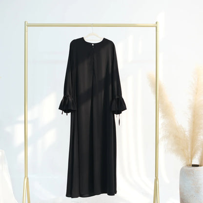 Saviig Casual Abaya Dress: Wide Sleeves, Zipper Front, Modest Muslim Fashion
