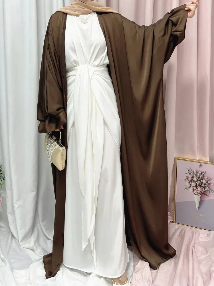 Saviig Summer Muslim Puff Sleeve Abaya Dress Elegant Modest Morocco Dubai Eid Party Dress