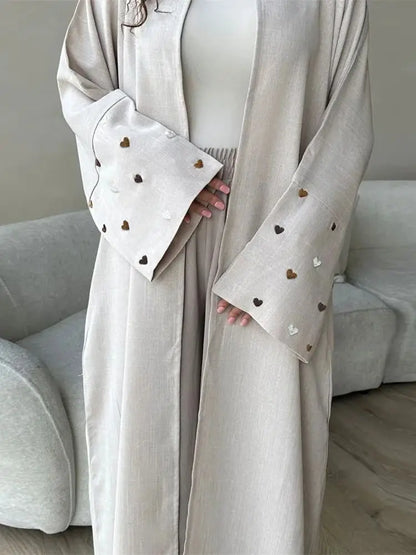 Saviig Butterfly Moon Heart Modest Kimono Abaya for Women