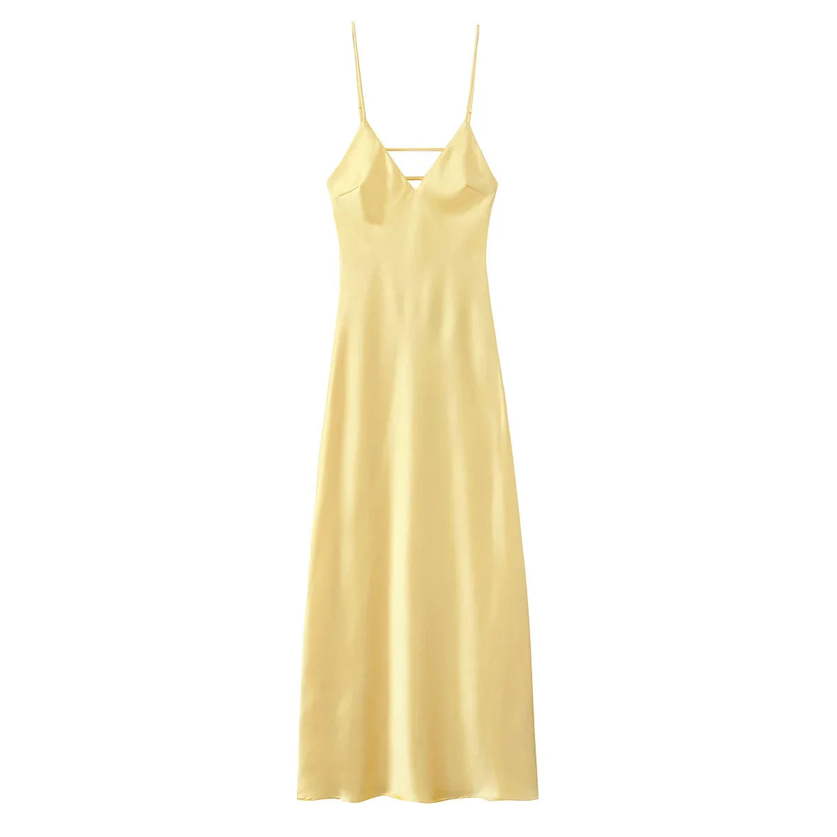 Saviig Chic Pleated V-Neck Sling Dress - Elegant A-Line Midi Dress