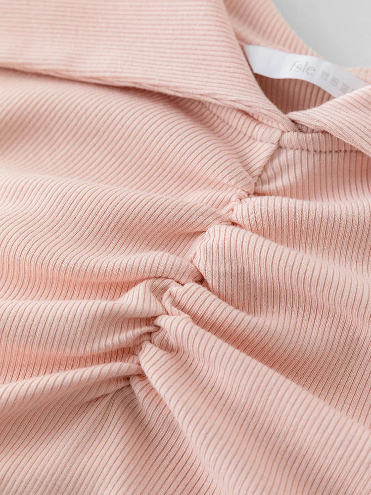 Saviig Knitted Doll Collar Short-sleeve Tee: Chic Summer Style