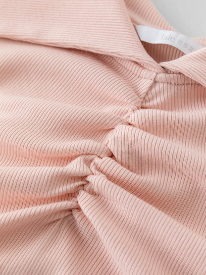 Saviig Knitted Doll Collar Short-sleeve Tee: Chic Summer Style
