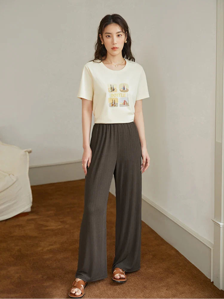 Saviig Icy Elastic Knit Mochi Pants for Women - Summer Casual Comfort