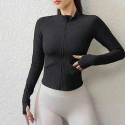 Saviig Zipper Jacket with Thumb Hole Pockets for Women