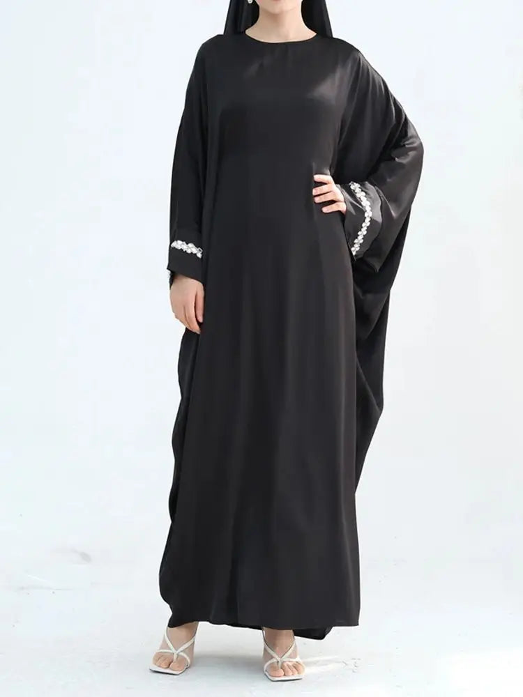 Saviig Ramadan Eid Satin Modest Abaya Dubai Maxi Kaftan for Women