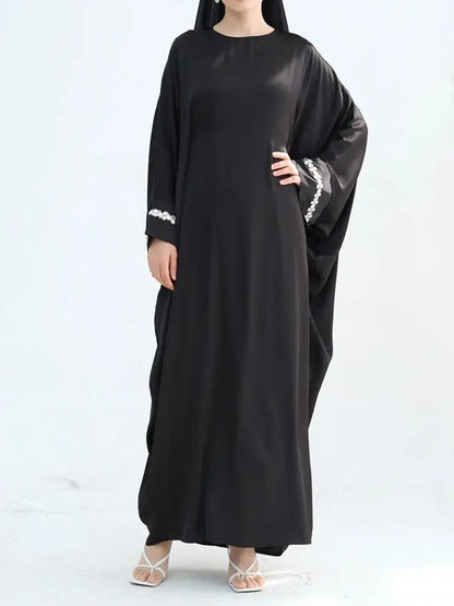 Saviig Ramadan Eid Satin Modest Abaya Dubai Maxi Kaftan for Women