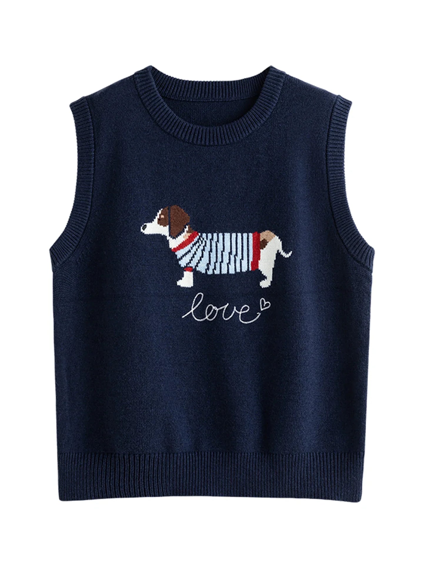 Saviig Beagle Knitted Vest Women Autumn 2024 Sleeveless Casual Top