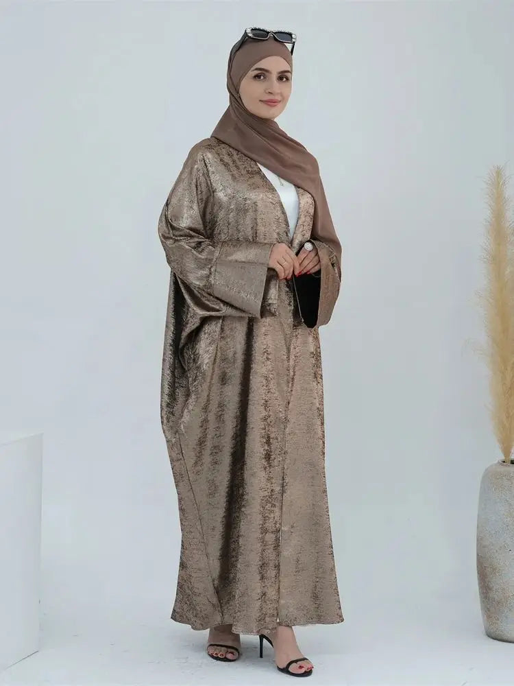Saviig Ramadan Eid Luxury Satin Kimono Abaya for Women