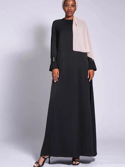 Saviig Muslim Women's High Neck Abaya Maxi Dress