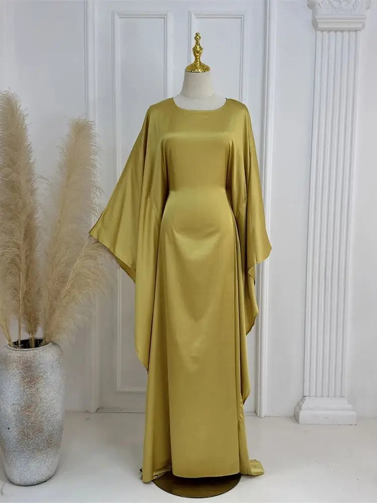 Saviig Shiny Batwing Satin Abaya Dubai Luxury 2024 - Maxi Kaftan Dress Muslim Islamic Caftan