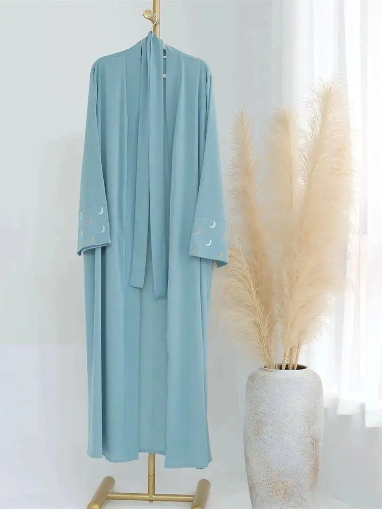 Saviig Ramadan Moon Embroidered Abaya Kimono Dubai Luxury 2025