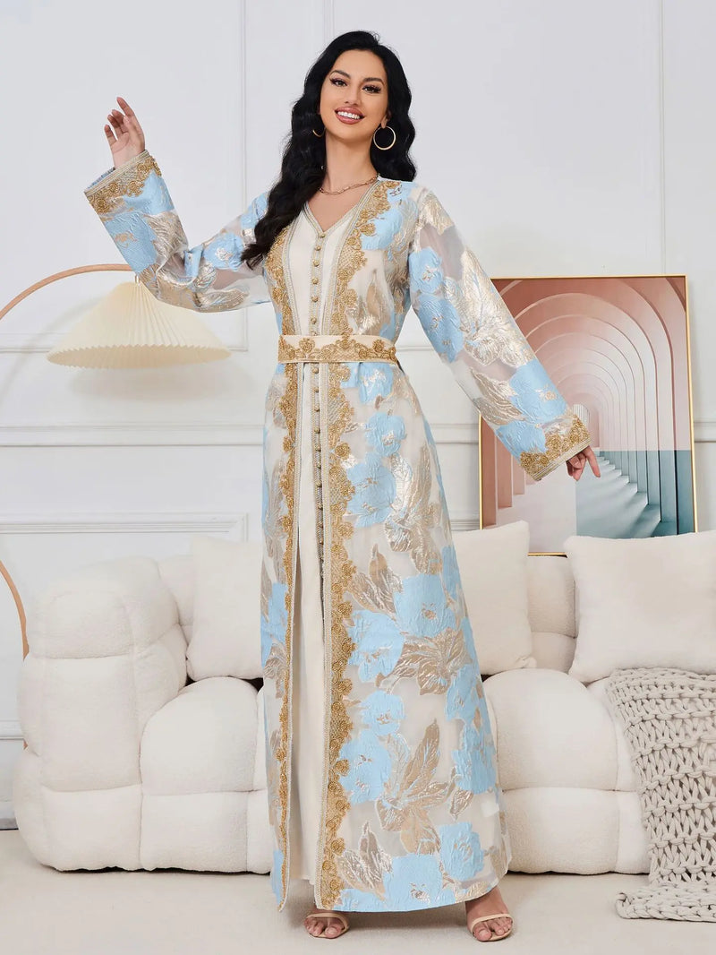 Saviig Moroccan Takchita Kaftan, Elegant 2-Piece Set for Events & Weddings