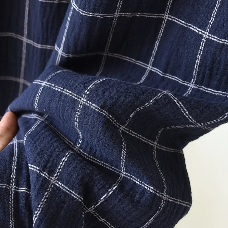 Saviig Men's Checkered Crepe Sleeper Pants - 100% Cotton Casual Bottoms