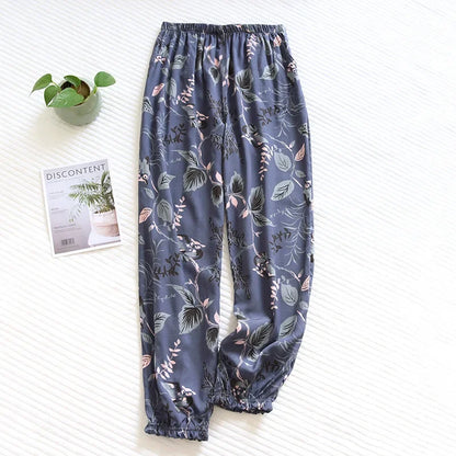 Saviig Floral Viscose Pajama Pants: Comfortable Loose Fit Home Trousers