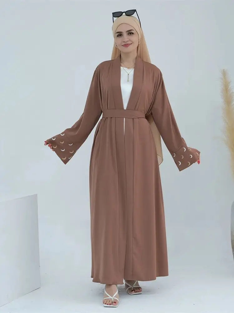 Saviig Ramadan Moon Embroidered Abaya Kimono Dubai Luxury 2025