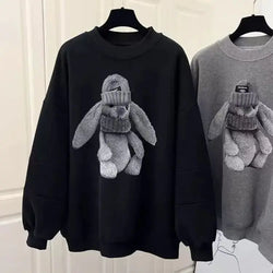 Saviig Cartoon Rabbit Print Sweatshirt Women's Casual Hoodie