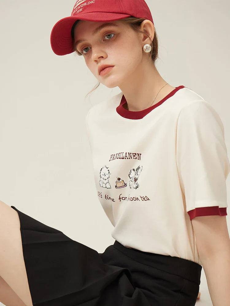 Saviig 100% Cotton Short Sleeve Women's O-Neck T-shirt - Spring 2024 Collection