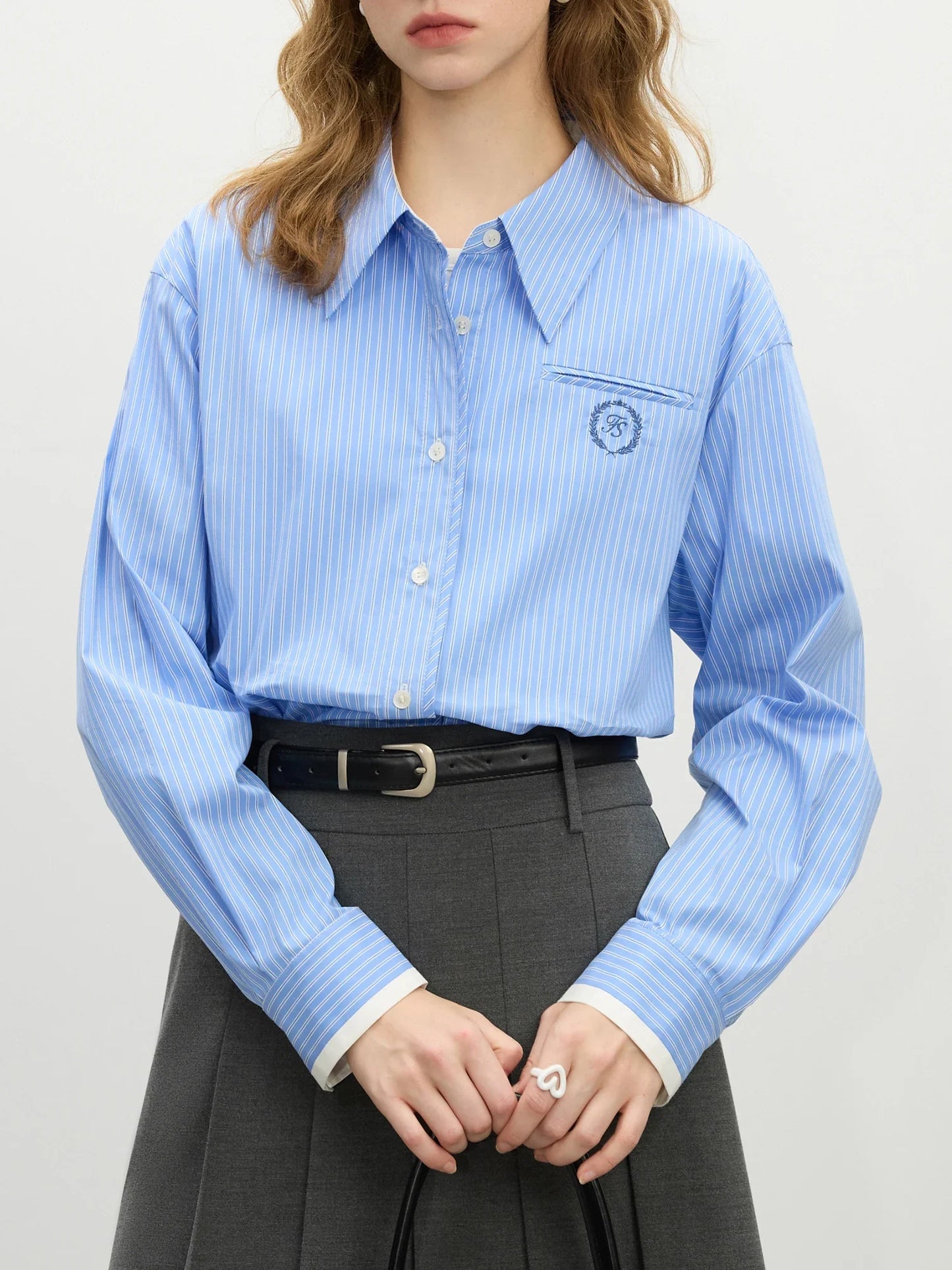 Saviig Striped Texture Shirt: New Spring 2025 College Style Long Sleeve Top