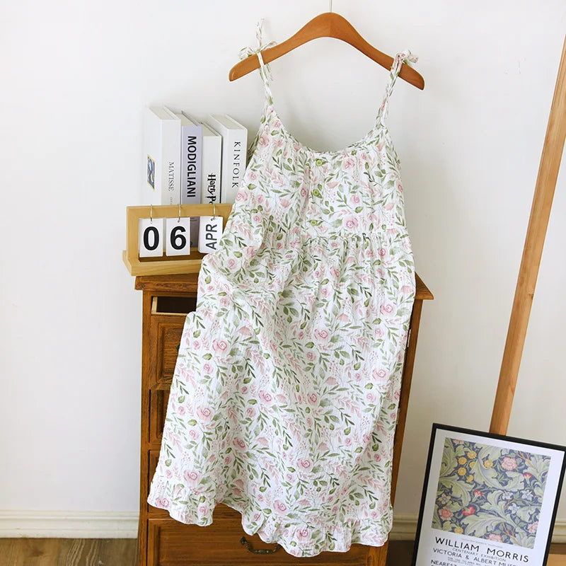 Saviig Cotton Crepe Slip Dress with Breast Pad, Ideal for Summer Nights