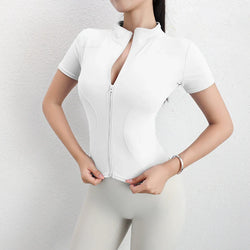 Saviig Quick Dry Zip Short Sleeve Sportswear Yoga Top