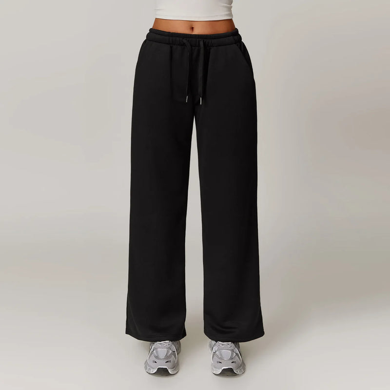 Saviig Winter Fluffy Loose Straight Leg Sports Pants