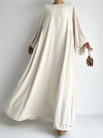 Saviig Ramadan Abaya Dress with Lantern Sleeves for Muslim Women