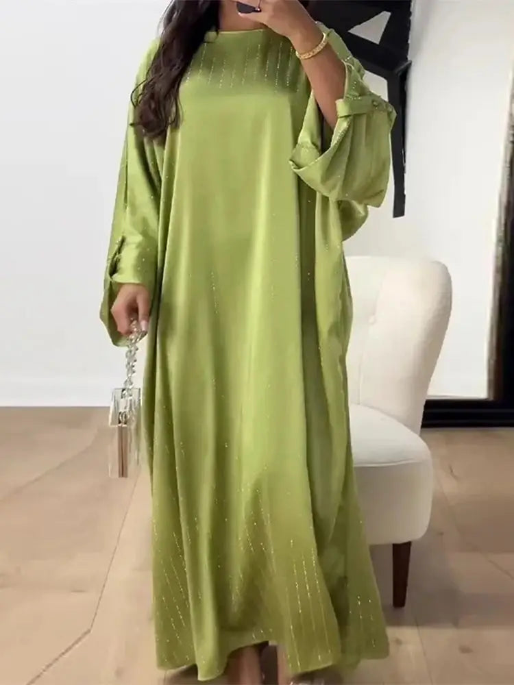 Saviig Ramadan Eid Shimmer Abaya Kaftan Modest Dress | Muslim Women's Prayer Robe