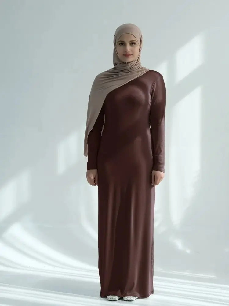 Saviig ModaL Cotton Inner Dress Abaya Damen Dubai Muslim Long Modest Hijab Robe